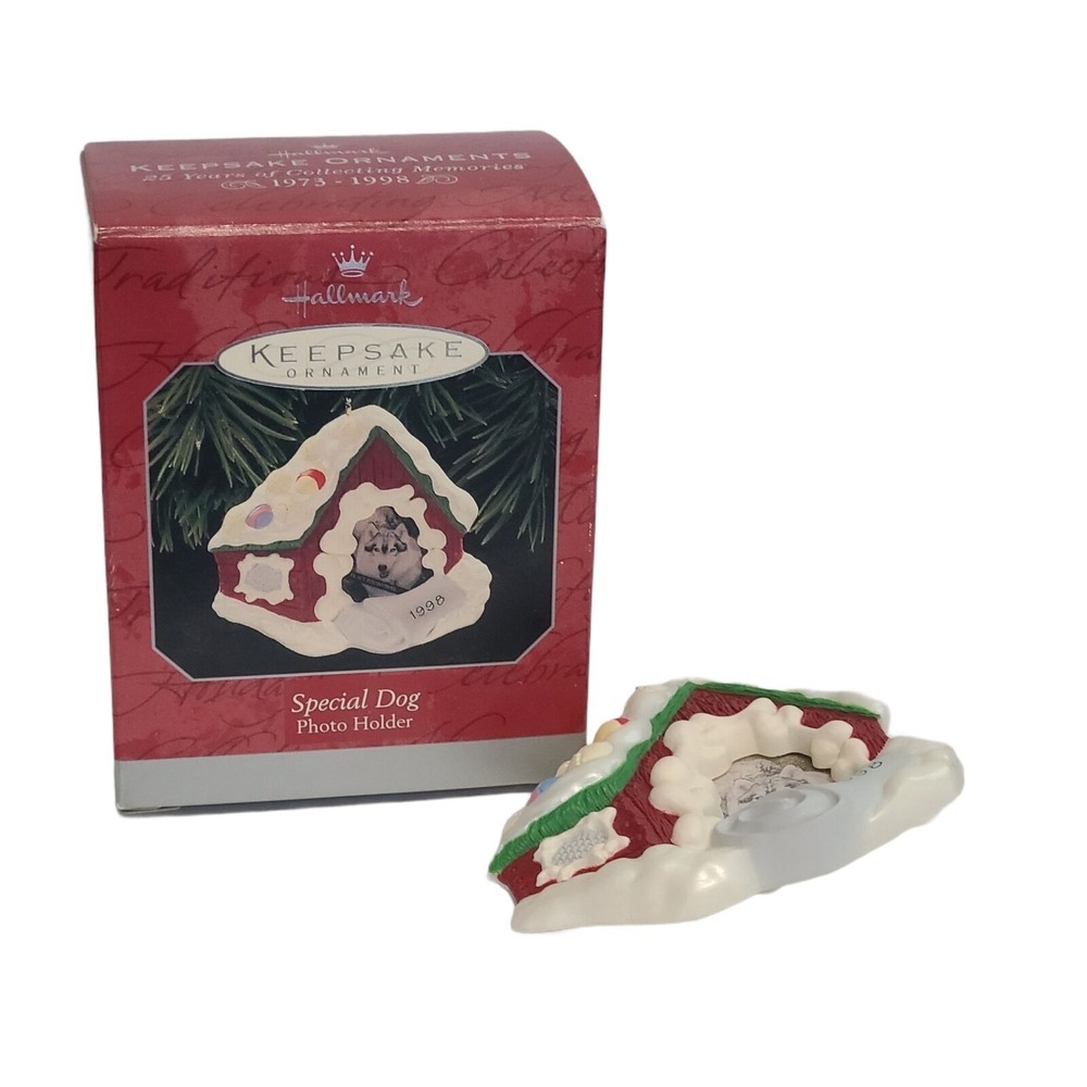 Hallmark Keepsake Ornament 1998 Special Dog Photo Holder Gingerbread House Wolf‎